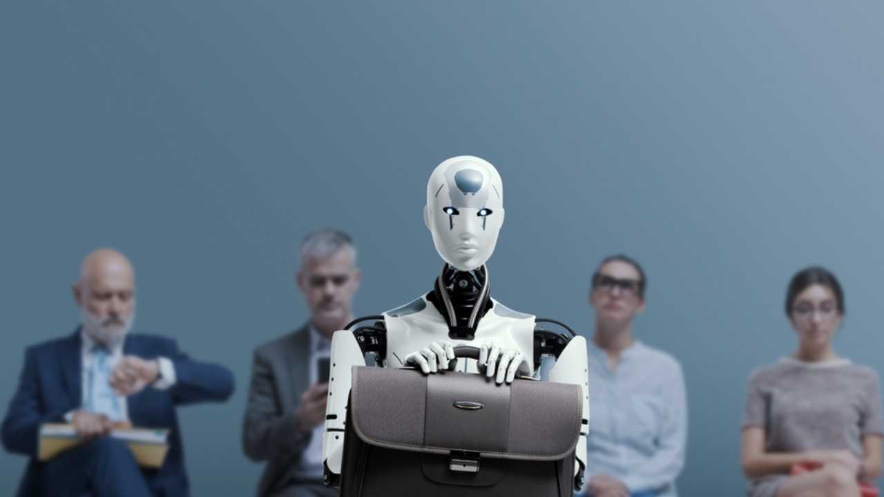 Humanoid robot waiting for interview