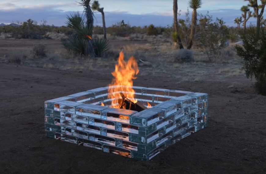 Constructing A Fire Pit Out Of Solid, Clear Glass Bricks