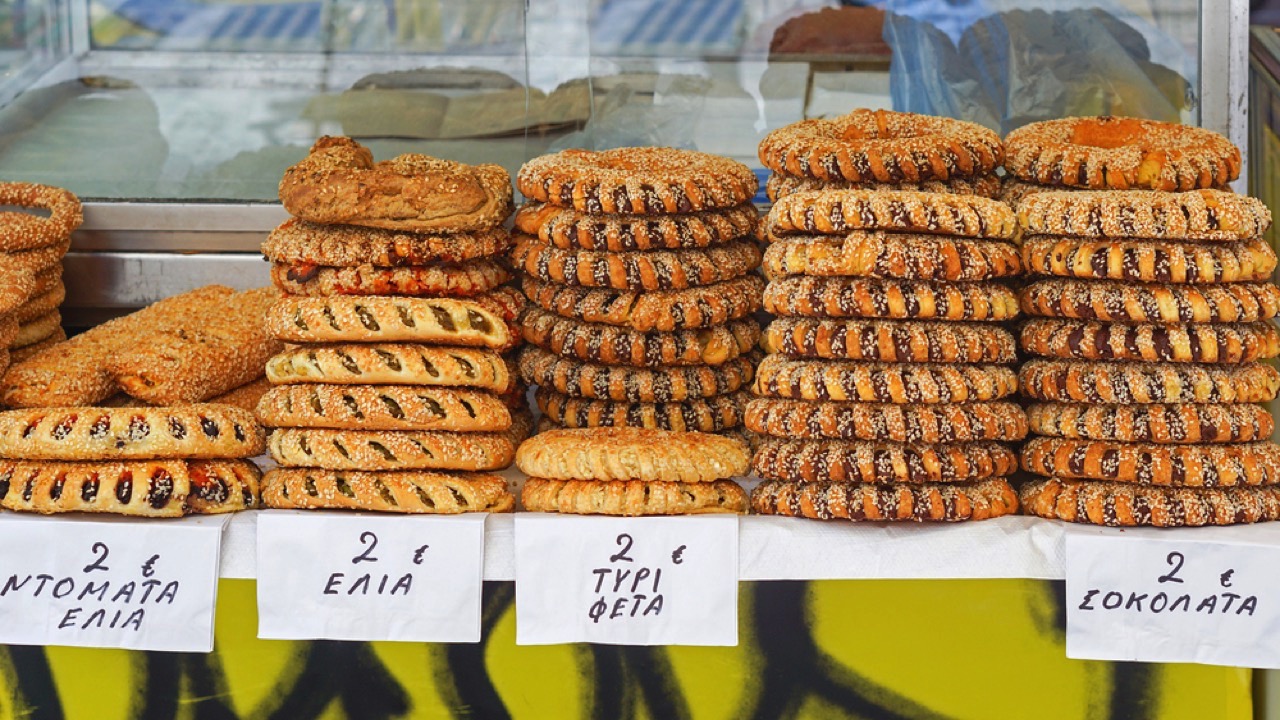 Greek koulouri bagels at street vendor