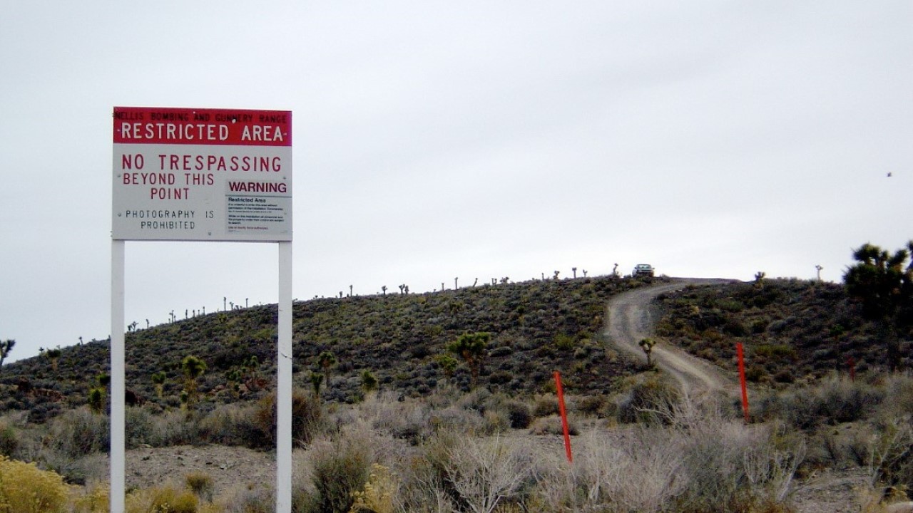 Area 51 border and warning sign