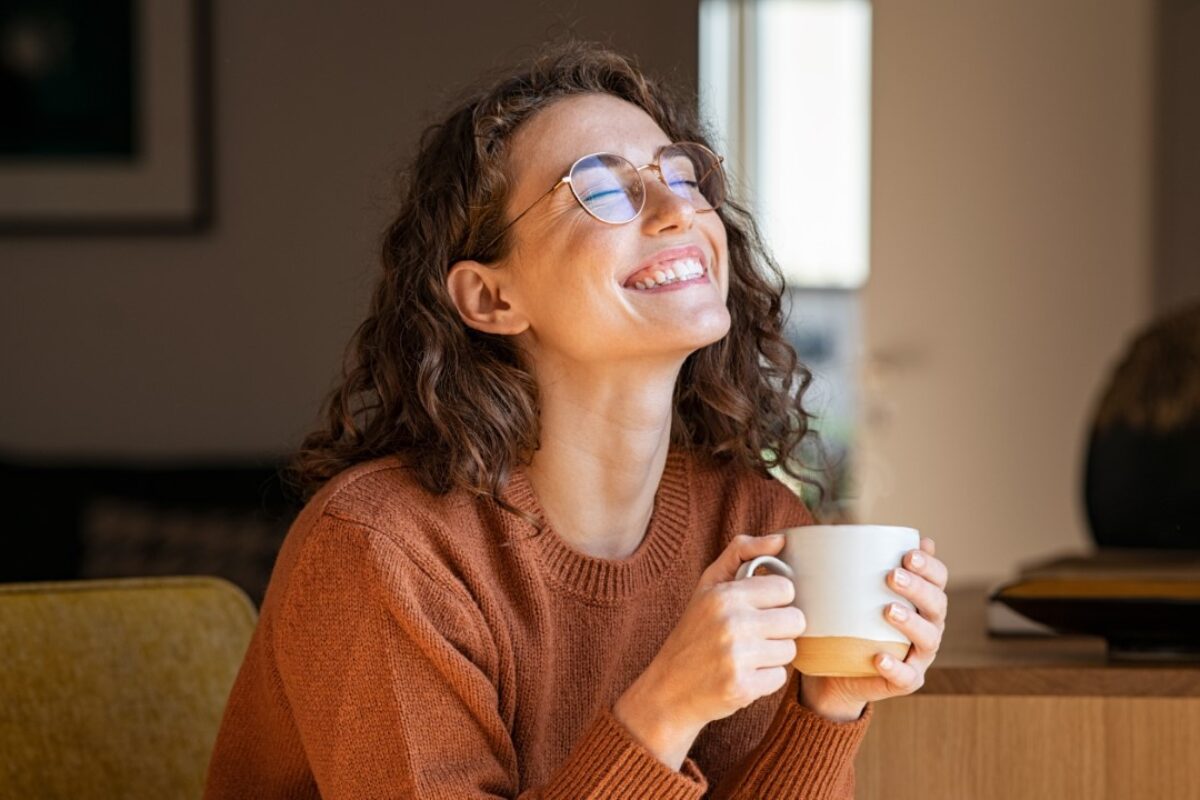 Smiling Woman Coffee