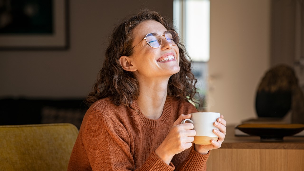 Smiling Woman Coffee