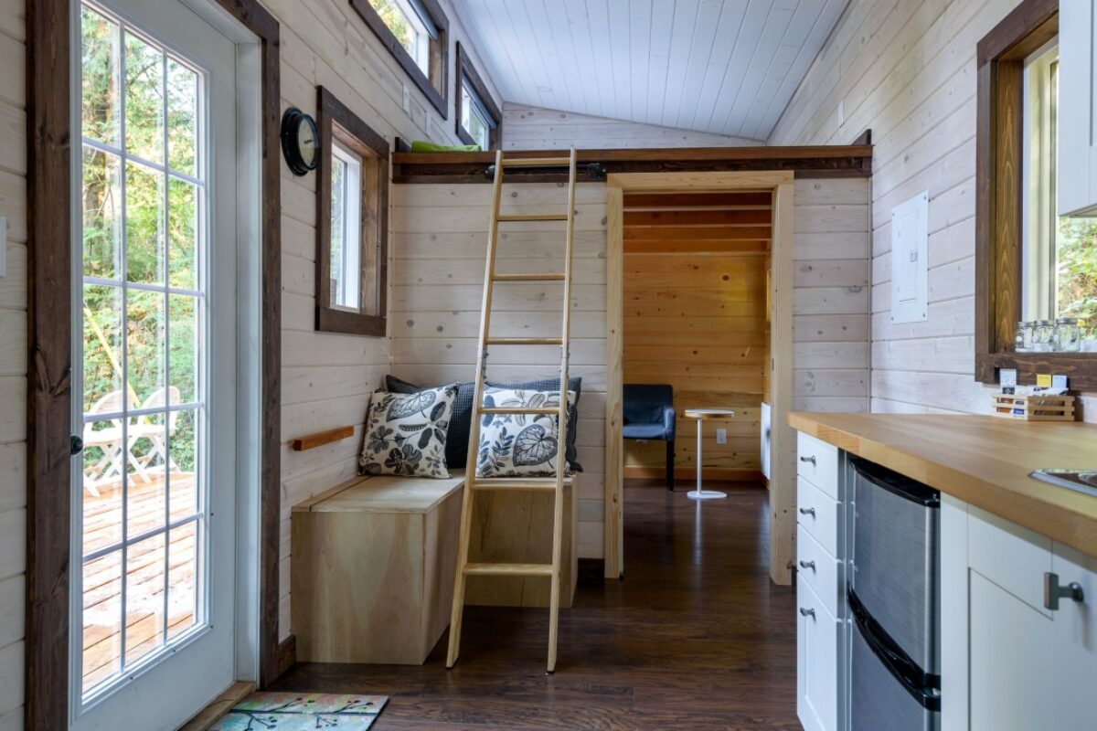 Using space for seating in a tiny home
